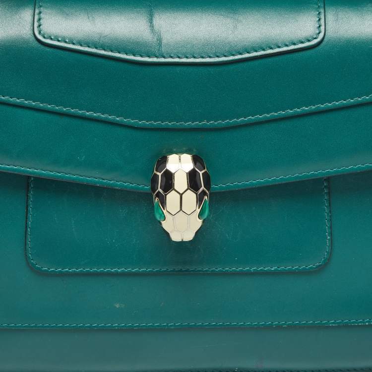 Pre Owned Bvlgari Green Leather Medium Serpenti Forever Shoulder Bag
