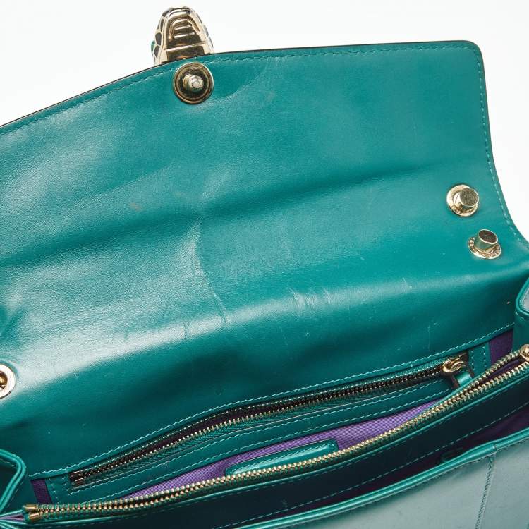 Pre Owned Bvlgari Green Leather Medium Serpenti Forever Shoulder Bag