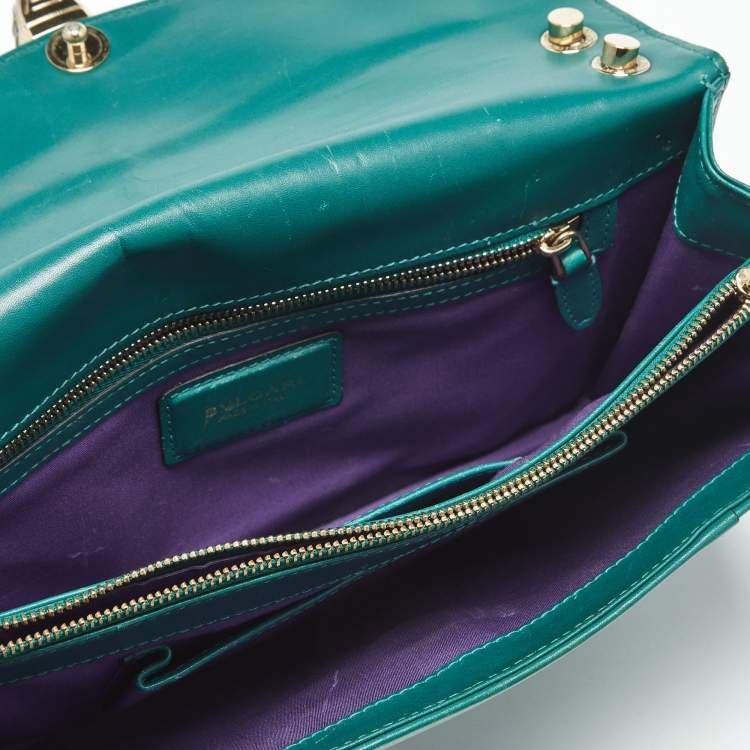 Pre Owned Bvlgari Green Leather Medium Serpenti Forever Shoulder Bag