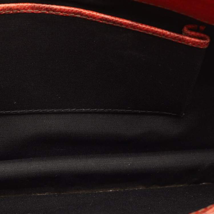Pre Owned Bvlgari Orange Karung Leather Medium Serpenti Forever Shoulder Bag