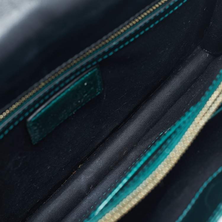 Pre Owned Bvlgari Green Patent Leather Medium Serpenti Forever Shoulder Bag
