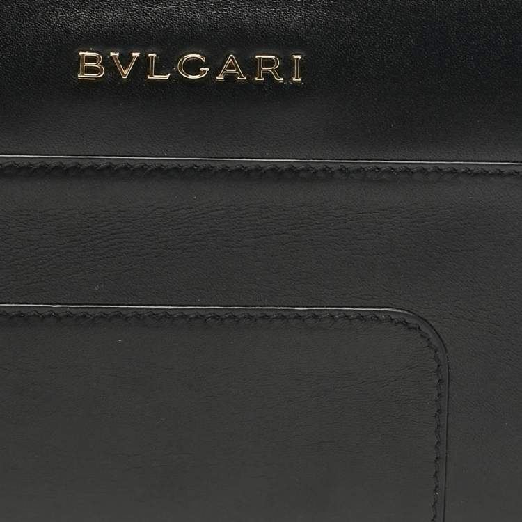 Pre Owned Bvlgari Black Leather Serpenti Forever Bifold Long Wallet