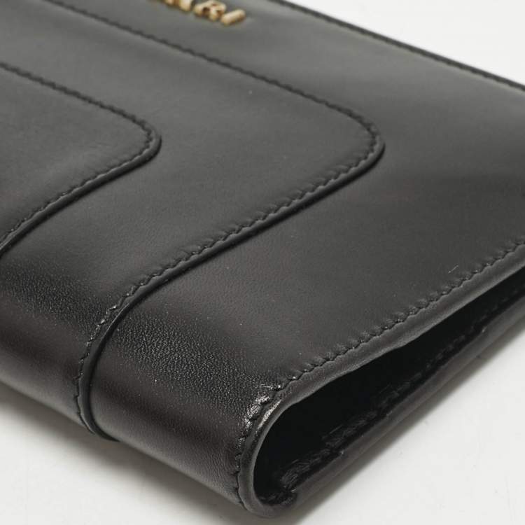 Pre Owned Bvlgari Black Leather Serpenti Forever Bifold Long Wallet