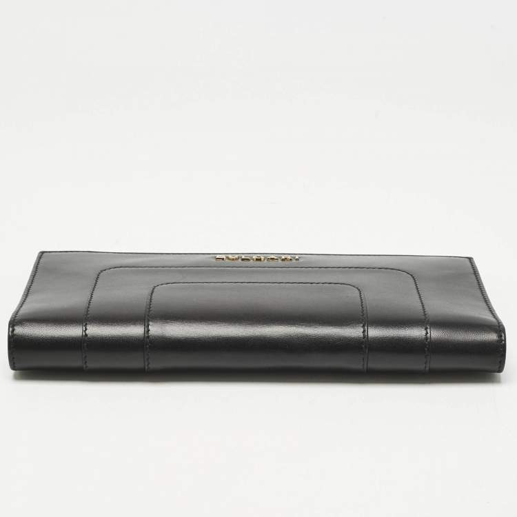 Pre Owned Bvlgari Black Leather Serpenti Forever Bifold Long Wallet