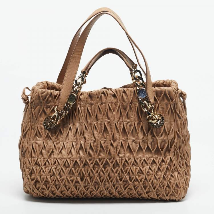 Pre Owned Bvlgari Beige Matelasse Leather Monete Tote