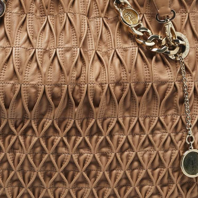 Pre Owned Bvlgari Beige Matelasse Leather Monete Tote