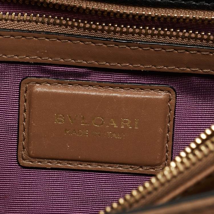 Pre Owned Bvlgari Black/Brown Leather Medium Serpenti Forever Shoulder Bag