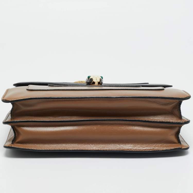 Pre Owned Bvlgari Black/Brown Leather Medium Serpenti Forever Shoulder Bag