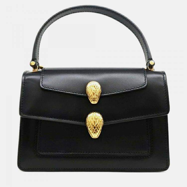 Pre Owned Bvlgari Black Leather X Alexander Wang Serpenti Tote and Shoulder Bag