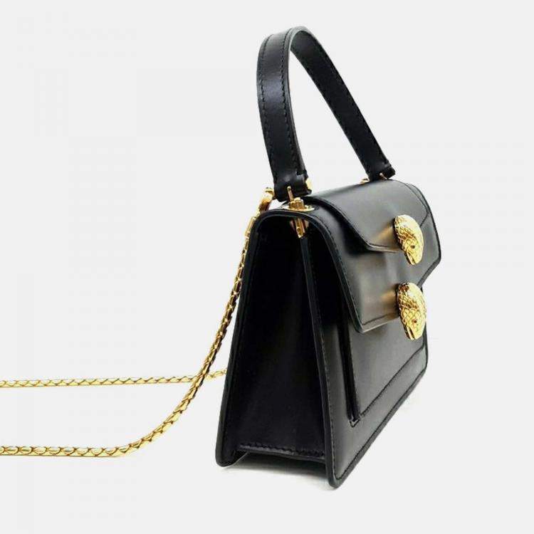 Pre Owned Bvlgari Black Leather X Alexander Wang Serpenti Tote and Shoulder Bag