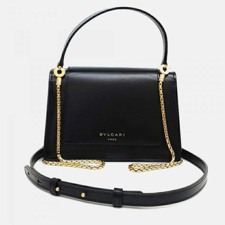 Pre Owned Bvlgari Black Leather X Alexander Wang Serpenti Tote and Shoulder Bag