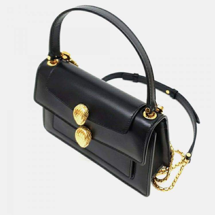 Pre Owned Bvlgari Black Leather X Alexander Wang Serpenti Tote and Shoulder Bag