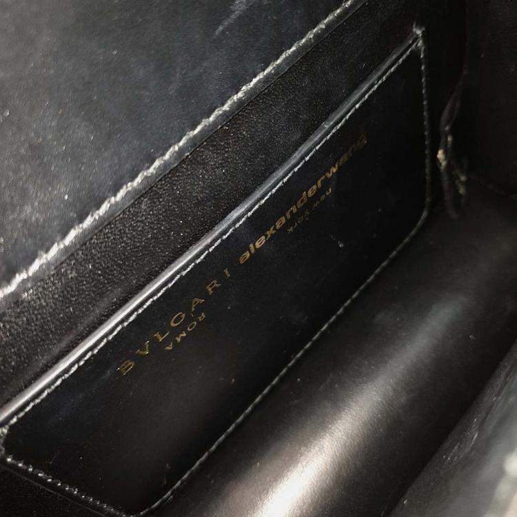 Pre Owned Bvlgari Black Leather X Alexander Wang Serpenti Tote and Shoulder Bag