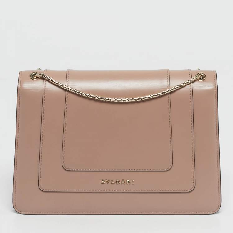 Pre Owned Bvlgari Old Rose Leather Medium Serpenti Forever Shoulder Bag