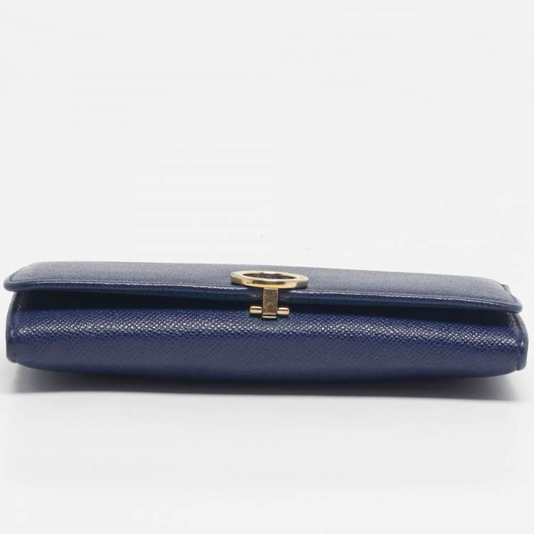 Pre Owned Bvlgari Navy Blue Leather Bvlgari Bvlgari Clip Continental Wallet