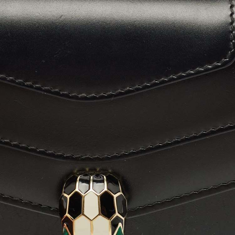 Pre Owned Bvlgari Black Leather Serpenti Forever East West Shoulder Bag