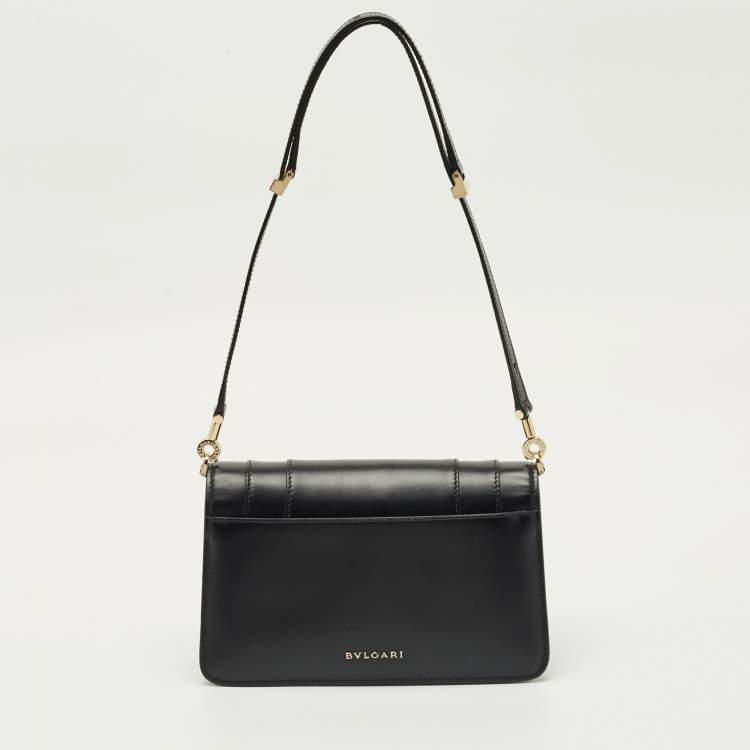 Pre Owned Bvlgari Black Leather Serpenti Forever East West Shoulder Bag