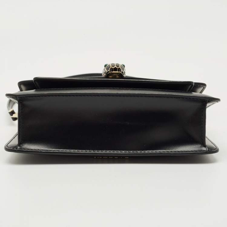 Pre Owned Bvlgari Black Leather Serpenti Forever East West Shoulder Bag