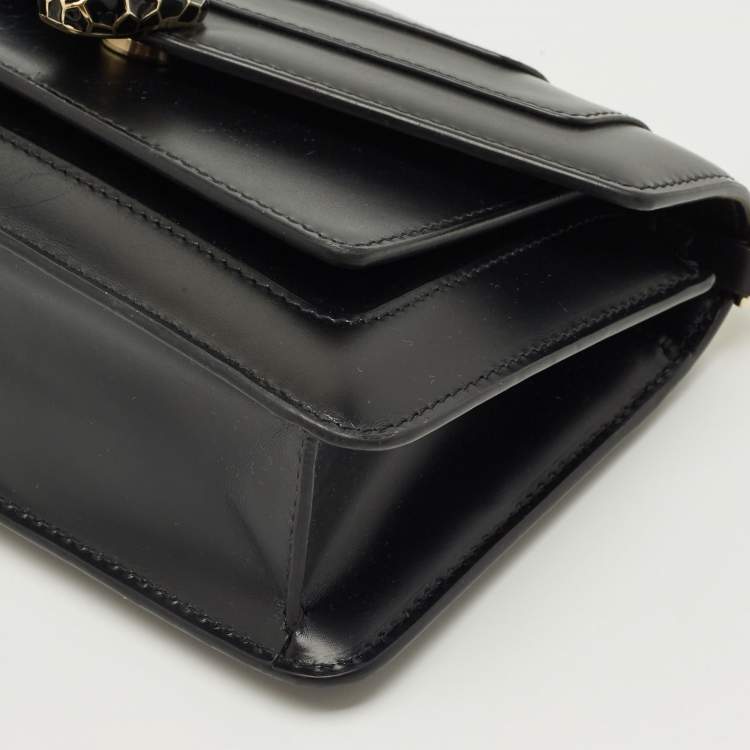 Pre Owned Bvlgari Black Leather Serpenti Forever East West Shoulder Bag