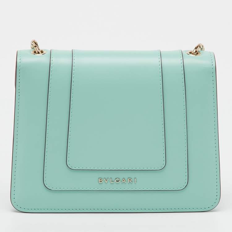 Pre Owned Bvlgari Turquoise Blue Leather Serpenti Forever Small Crossbody Bag