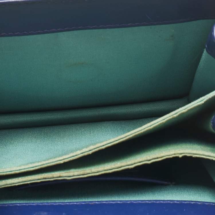 Pre Owned Bvlgari Navy Blue Leather Serpenti Forever Top Handle Bag