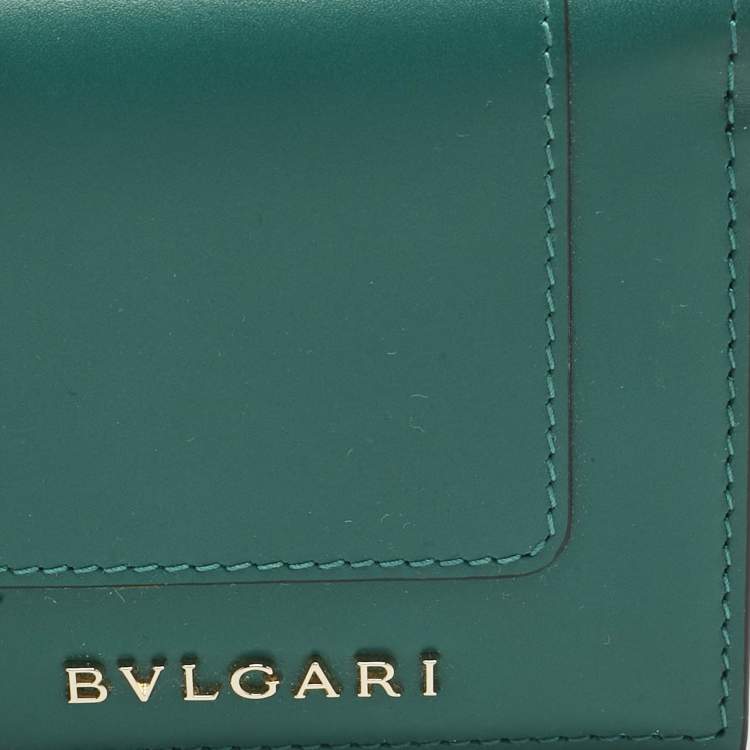 Pre Owned Bvlgari Green Leather Serpenti Forever Trifold Wallet