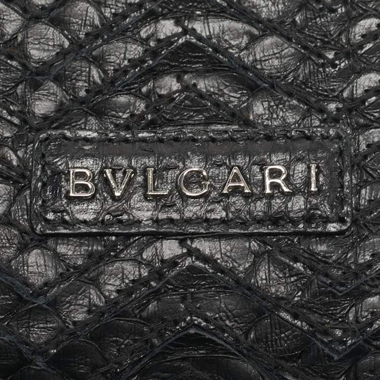 Pre Owned Bvlgari Black Python Leoni Flap Clutch