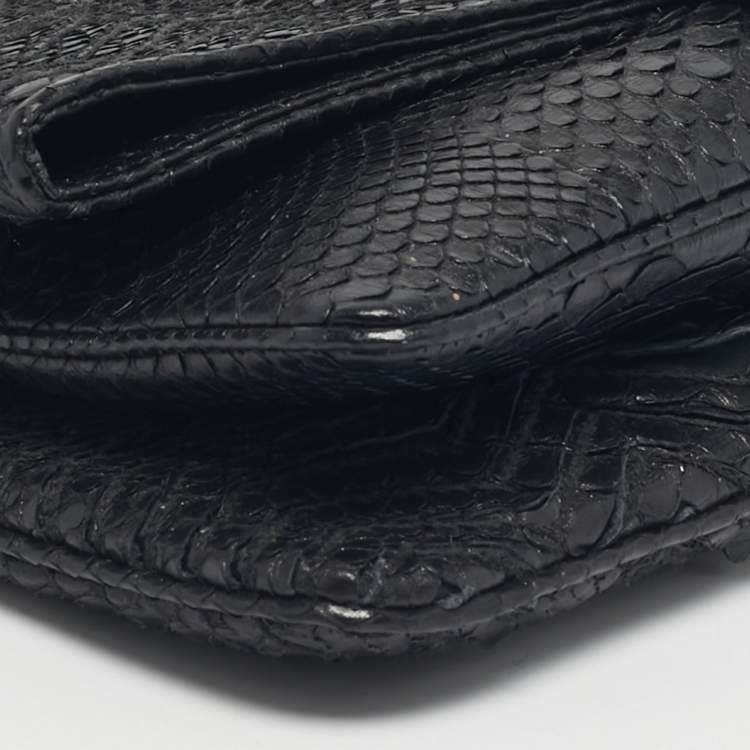 Pre Owned Bvlgari Black Python Leoni Flap Clutch