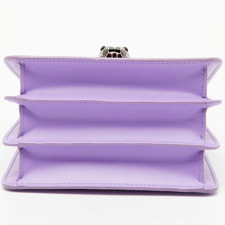 Pre Owned Bvlgari Purple Leather Serpenti Forever Small Top Handle Bag