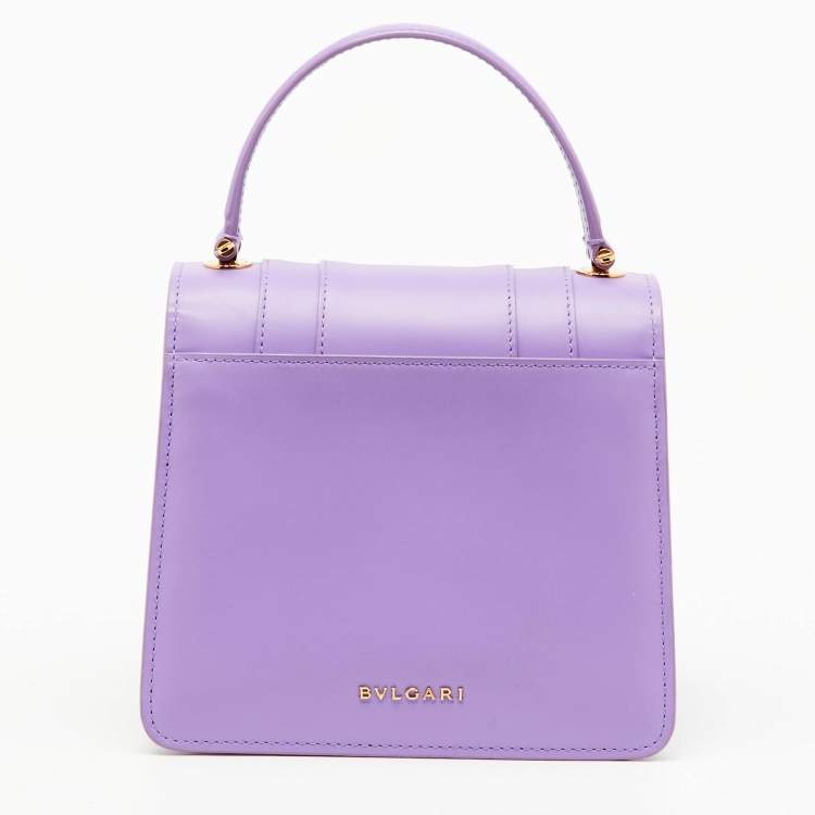 Pre Owned Bvlgari Purple Leather Serpenti Forever Small Top Handle Bag