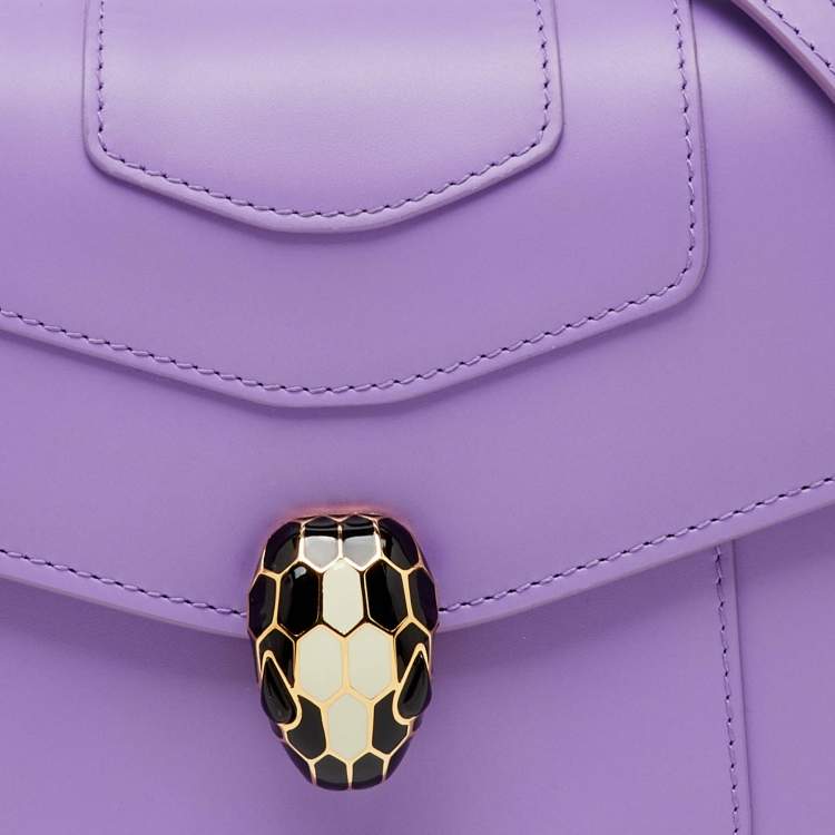 Pre Owned Bvlgari Purple Leather Serpenti Forever Small Top Handle Bag
