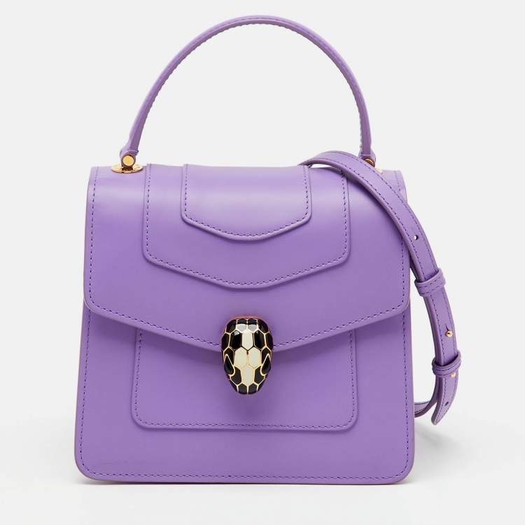 Pre Owned Bvlgari Purple Leather Serpenti Forever Small Top Handle Bag