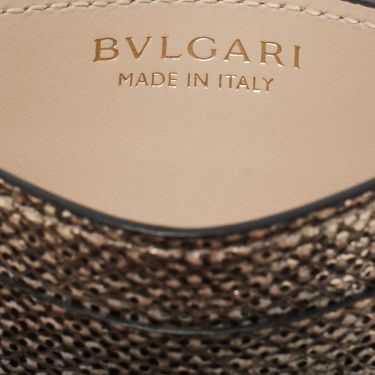 Pre Owned Bvlgari Metallic Beige Karung Serpenti Forever Card Holder