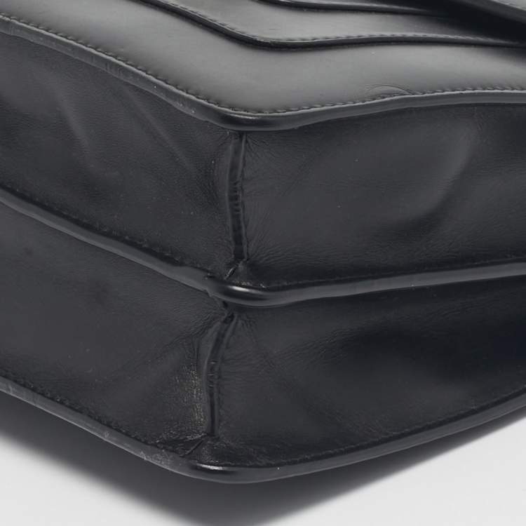 Pre Owned Bvlgari Black Leather Medium Serpenti Forever Shoulder Bag