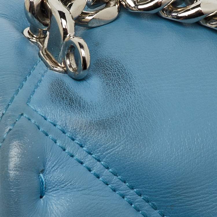 Pre Owned Bvlgari Light Blue Quilted Leather Mini Serpenti Cabochon Shoulder Bag