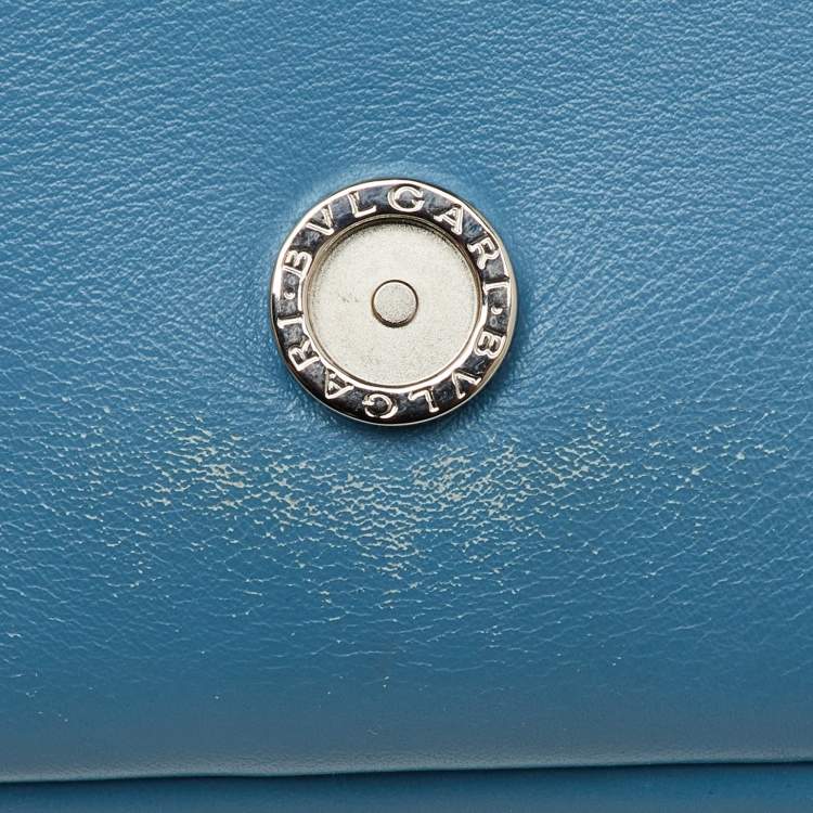 Pre Owned Bvlgari Light Blue Quilted Leather Mini Serpenti Cabochon Shoulder Bag