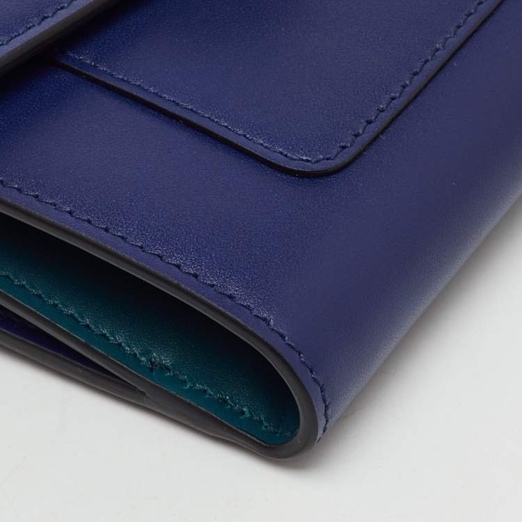 Pre Owned Bvlgari Navy Blue Leather Serpenti Forever Trifold Wallet