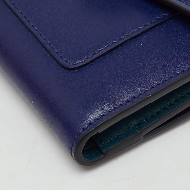 Pre Owned Bvlgari Navy Blue Leather Serpenti Forever Trifold Wallet