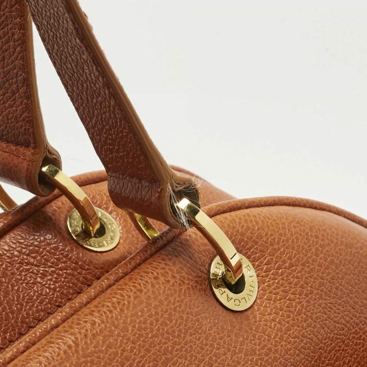 Pre Owned Bvlgari Brown Leather Double Pocket Dome Satchel
