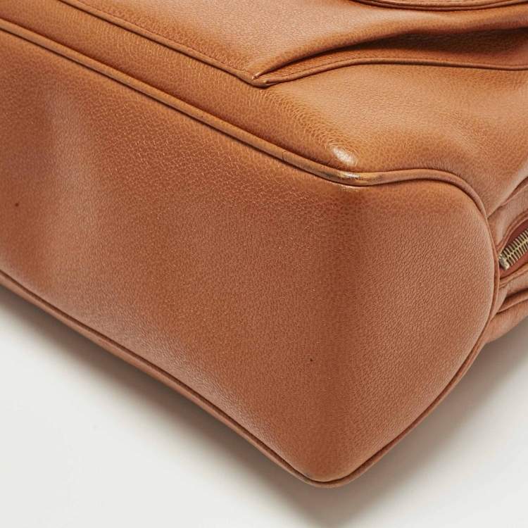 Pre Owned Bvlgari Brown Leather Double Pocket Dome Satchel