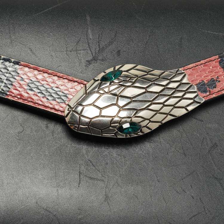 Pre Owned Gucci Black Leather and Snakeskin Small Lilith Bamboo Top Handle Bag