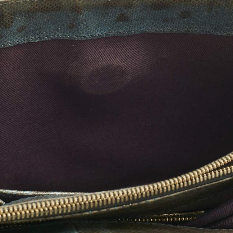 Pre Owned Bvlgari Green/Black Karung Leather Medium Serpenti Forever Shoulder Bag