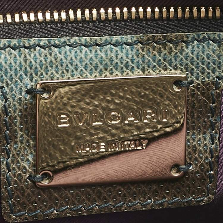 Pre Owned Bvlgari Green/Black Karung Leather Medium Serpenti Forever Shoulder Bag