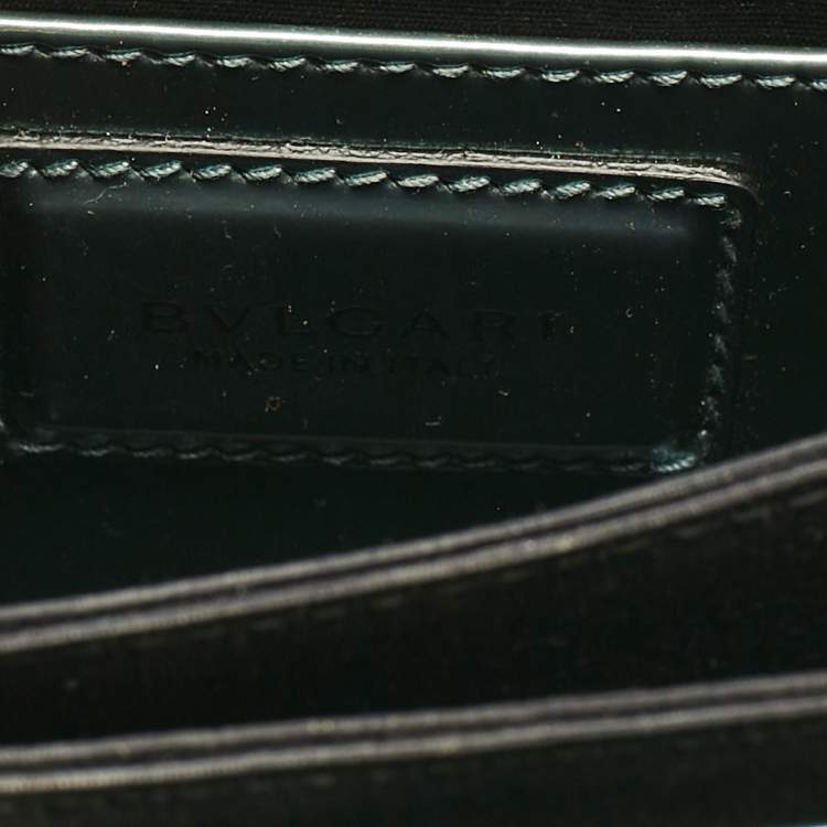 Pre Owned Bvlgari Green Patent Leather Small Serpenti Forever Top Handle Bag