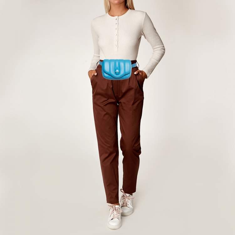 Pre Owned Bvlgari x Ambush Light Blue Leather Serpenti Convertible Belt Bag