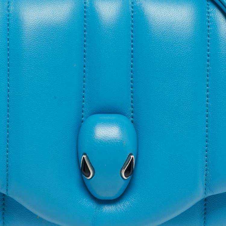 Pre Owned Bvlgari x Ambush Light Blue Leather Serpenti Convertible Belt Bag