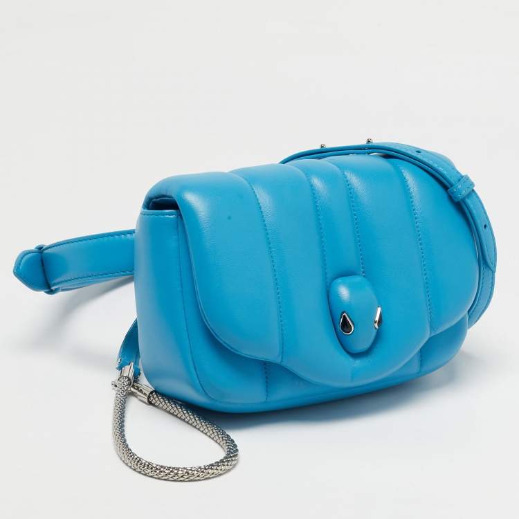 Pre Owned Bvlgari x Ambush Light Blue Leather Serpenti Convertible Belt Bag