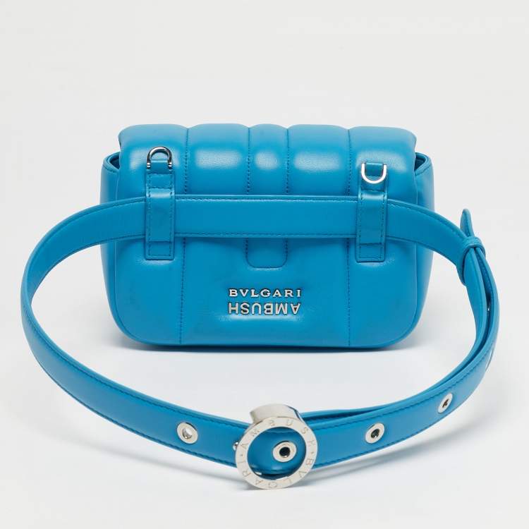 Pre Owned Bvlgari x Ambush Light Blue Leather Serpenti Convertible Belt Bag