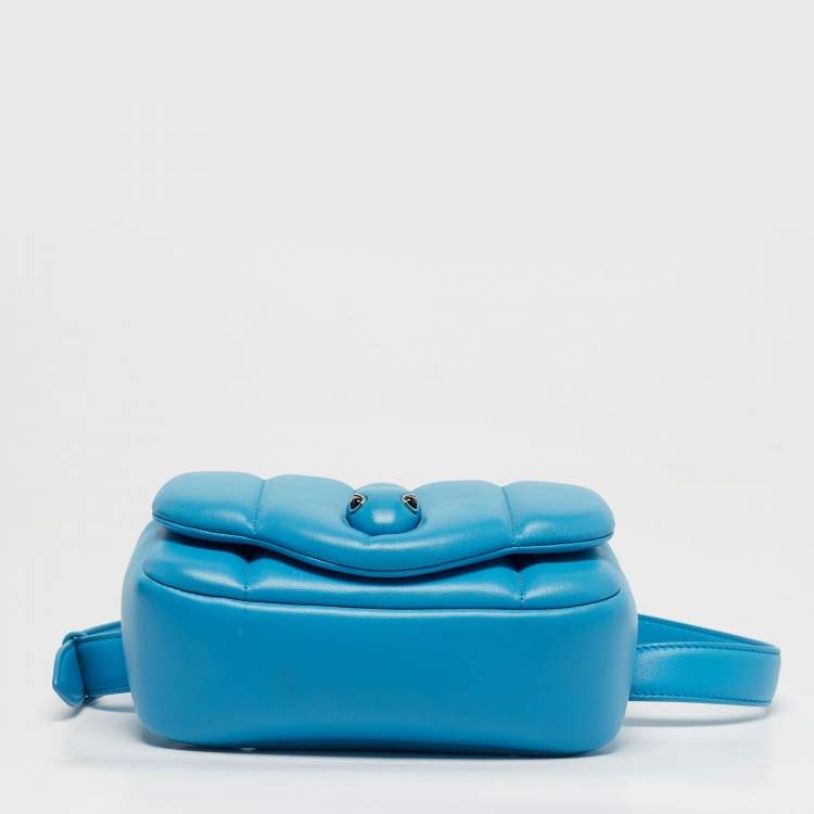 Pre Owned Bvlgari x Ambush Light Blue Leather Serpenti Convertible Belt Bag