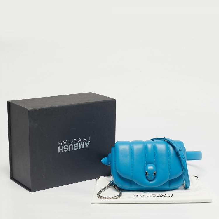 Pre Owned Bvlgari x Ambush Light Blue Leather Serpenti Convertible Belt Bag